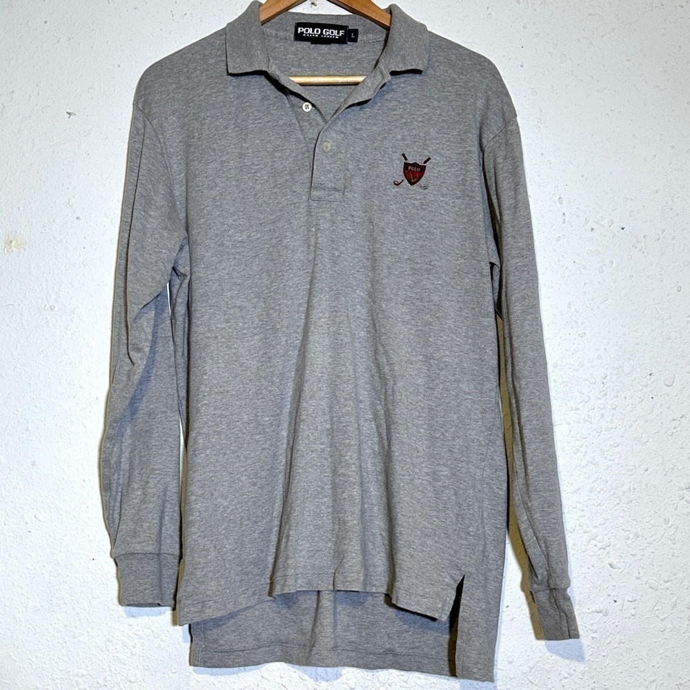 Polo Golf Ralph Lauren Gray Long Sleeve Polo Shirt Size Large Men